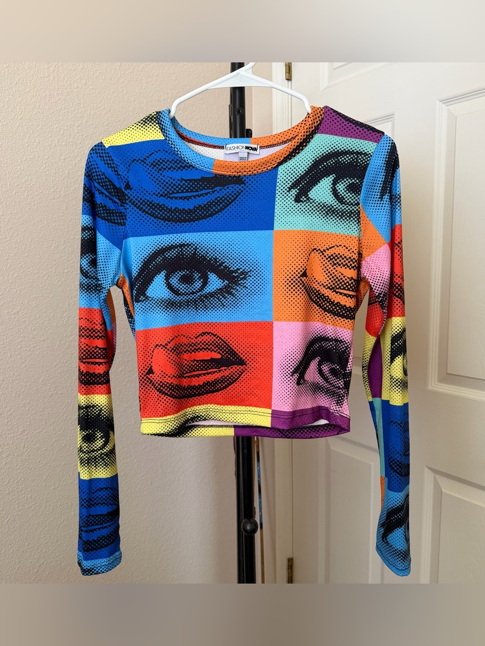 small pop art color block long sleeve top